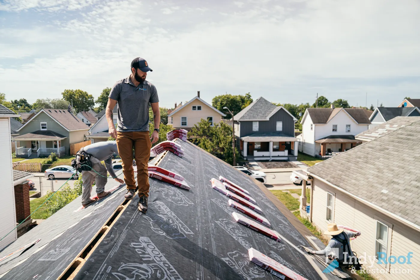 Tarping and dry-in on a Dugger commercial roof
